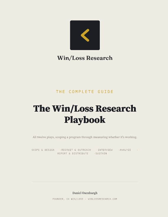Cover of The Win/Loss Research Playbook, by Daniel Oxenburgh